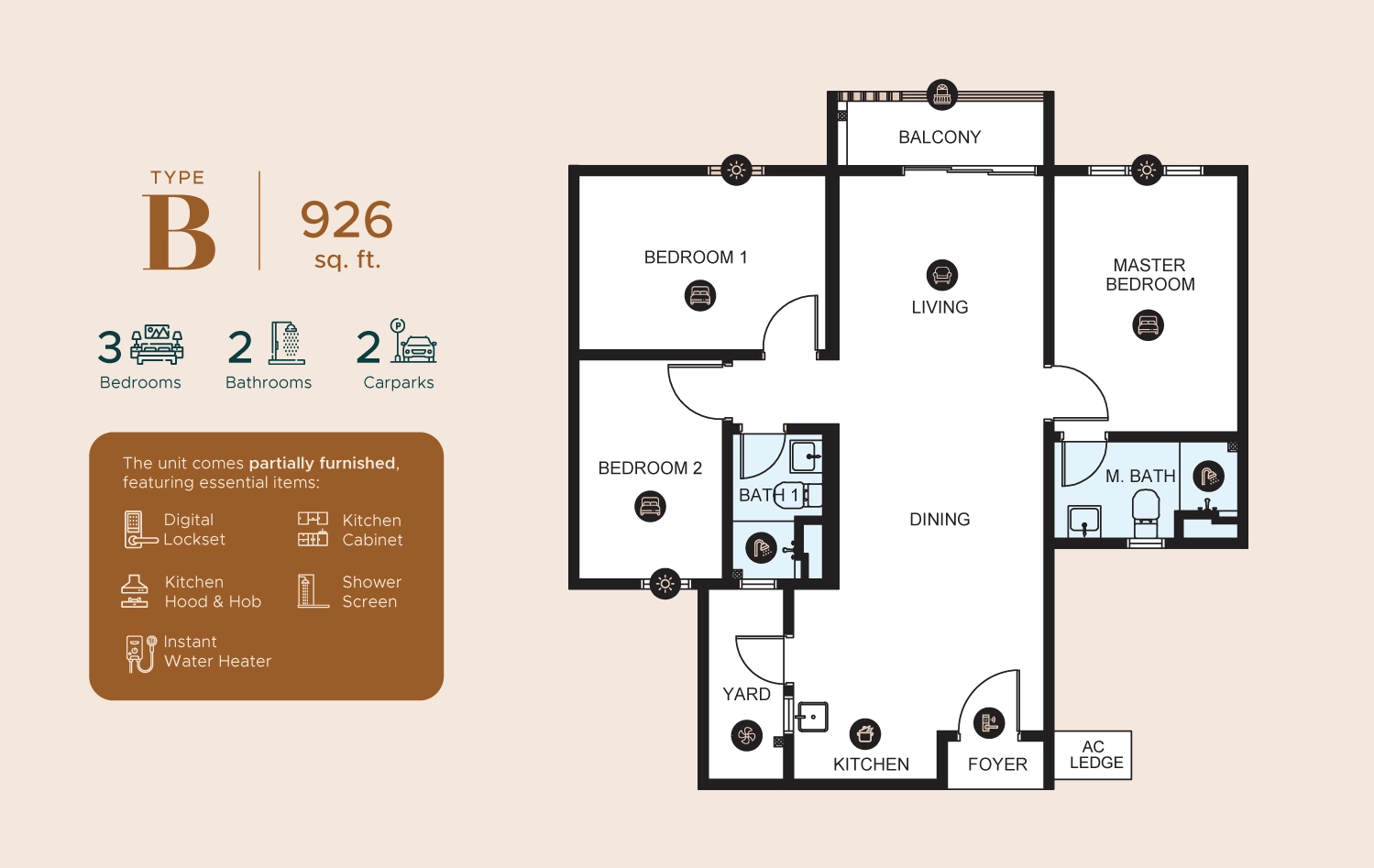 Covo 16 Sierra 926 square feet floor plan